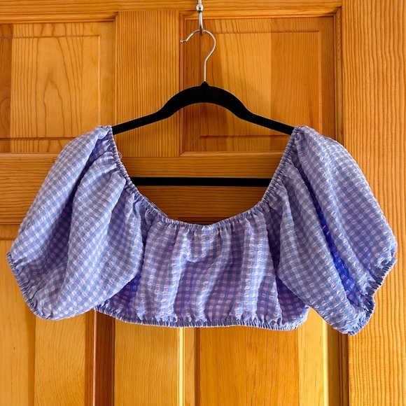 Wild Fable Checkered Purple Gingham Crop Top - Picture 4 of 4
